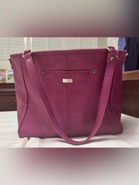 Tignanello Raspberry Pink Pebbled Leather Shoulder Tote